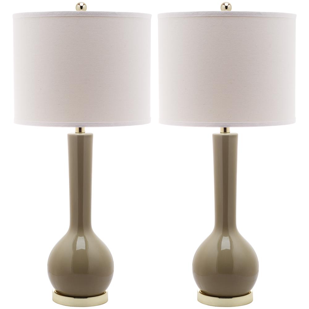 Safavieh LIT4091L MAE LONG NECK CERAMIC (SET OF 2) GOLD BASE AND NECK TABLE LAMP
